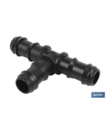 Conector en forma de T para riego por goteo | 16 mm de diámetro | Para sistemas de riego