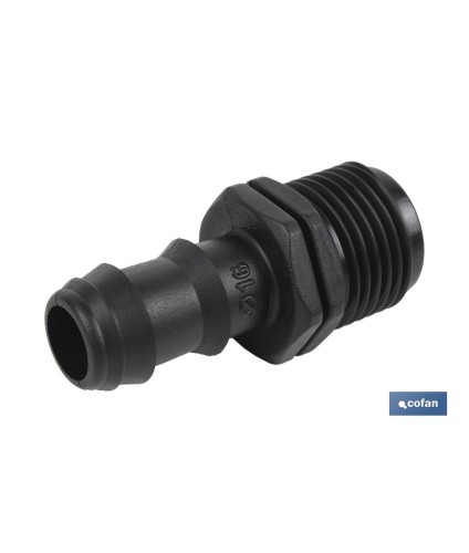 Conector de enlace mixto para riego por goteo o aspersión. Rosca de 1/2” o 3/4” | Imprescindible para instalación de riego por 