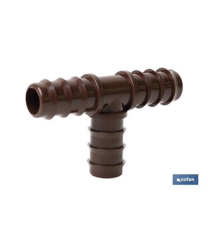 Conector en forma de T para riego por goteo | 16 mm de diámetro | Para sistemas de riego