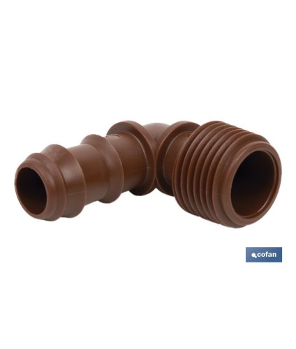 Conector en forma de Codo con Rosca Macho 1/2\\\"\\\" o 3/4 | Accesorio de riego imprescindible para cualquier instalación de r