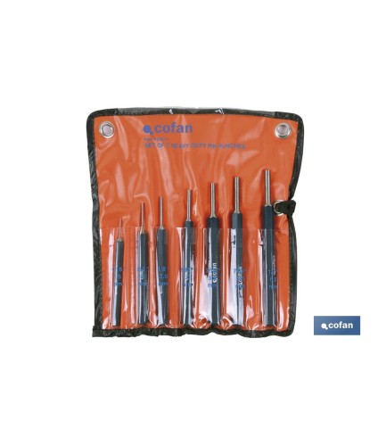 Conjunto de 7 piezas de botador cilíndrico | Fabricado en acero al cromo vanadio endurecido | Medidas del conjunto de 1,5 a 6 m