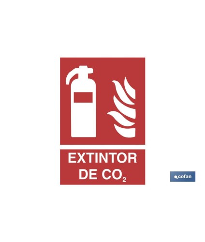 Extintor CO2. El diseño de la señal puede variar, pero en ningún caso se variará el significado de la misma.