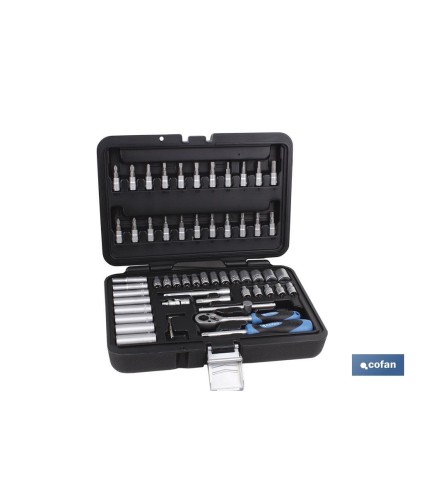 Maletín 57 pcs Profesional vasos y puntas 1/4.
