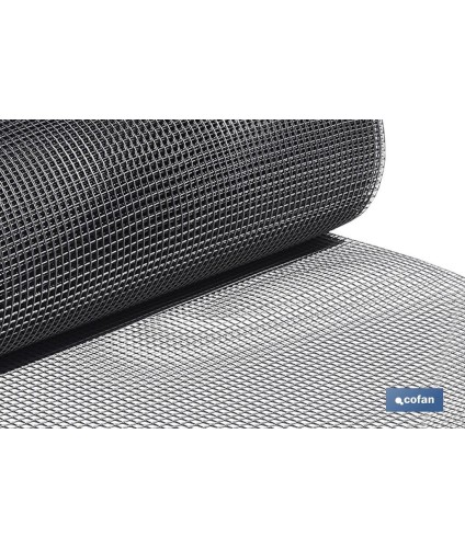 Malla de PVC | Hueco cuadrado de 10 mm | Color gris plata | Medida 1 x 25 m