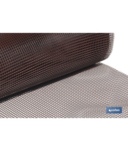 Malla de PVC| Hueco cuadrado de 10 mm | Color marrón |Medida 1 x 25 m