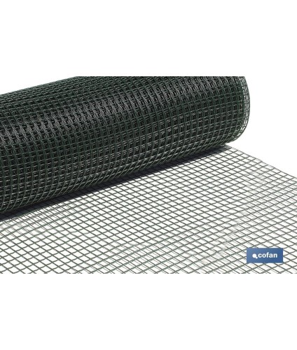 Malla de PVC | Hueco cuadrado de 20 mm | Color verde | Medida 1 x 25 m