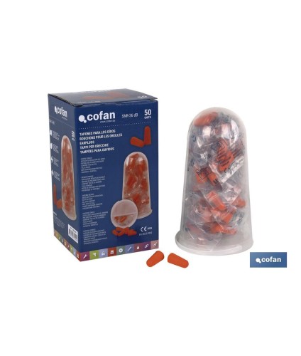 Tapones de Protección Auditiva | Pack de 50 unidades | Tapones desechables en color naranja