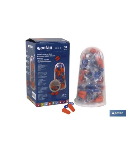Tapones de Protección Auditiva | Pack de 50 o 10 unidades | Tapones desechables con cuerda en color naranja