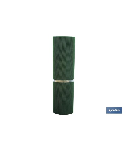 Malla de PVC | Hueco cuadrado de 5 mm | Color verde | Medida 1 x 25 m