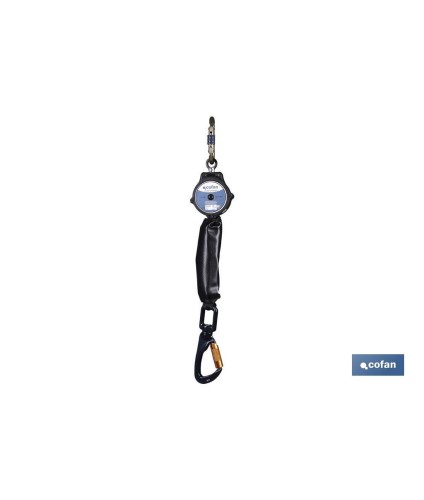Anticaídas Retráctil con Absorbedor de Energía | Cable 2 m | Aguanta 140 kg Máximo en Uso Vertical y Horizontal