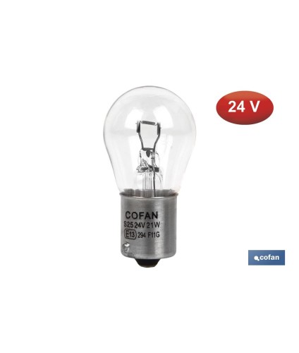 Lámpara de 1 porlo P21 W (BA15s) 24 V