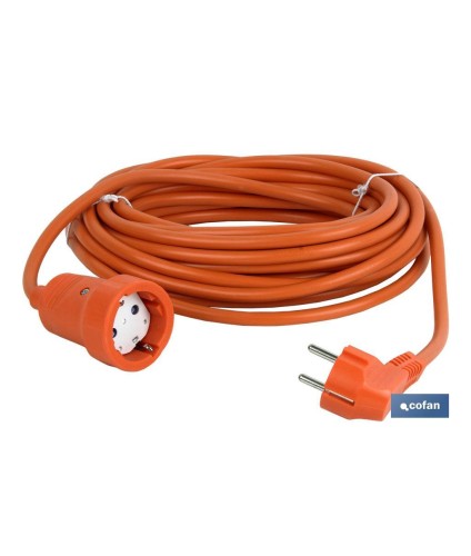 Prolongador de cable bipolar IP 44 | Con toma de tierra lateral | Cable de 10 y 25 metros color naranja