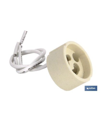 Portalámparas cerámico con casquillo y cable | Para lámparas tipo GU10 o GZ10 | 2 A - 250 V~