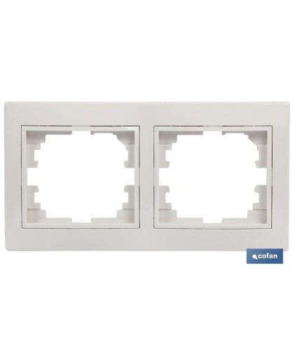 Marco de mecanismos eléctricos de empotrar | Para 2 elementos | Colores blanco y negro