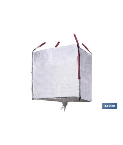 Big Bag | Para escombros | Color blanco | Medidas 90 x 90 x 90 cm | Con válvula de descarga