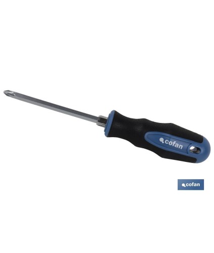 Destornillador corto reversible Phillips PH-2 y Plano | Medida de longitud de 38 y 100 mm | Varilla de Ø 6mm