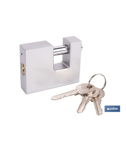 Candado antipalanca Quality Plus de acero macizo cromado | Sistema de seguridad con pasadores | Incluye 3 llaves | Disponible e