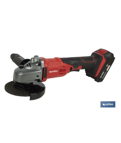 Amoladora a batería | Batería Li-ion de 20V y 2,0 Ah + Cargador incluidos | Apta para discos de ø115 mm