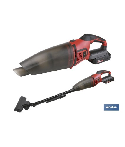 Aspirador a batería con prolongadores y accesorio giratorio | Batería Li-ion 20V + Cargador incluidos