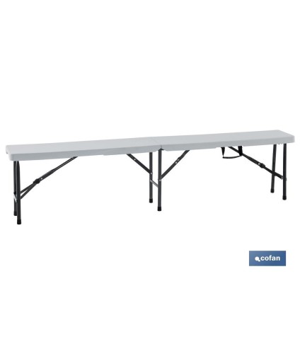 Banco Plegable de Polietileno de alta densidad | Estructura de acero con sistema Plegable | Con Asa para transportar