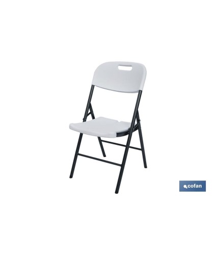 Silla plegable de color blanco | Adecuada para interiores y exteriores | Medidas: 46 x 53 x 86 cm