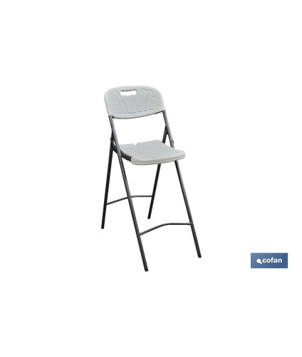 Silla alta plegable de color blanco | Adecuada para interior y exterior | Medidas: 77 x 44 x 109 cm