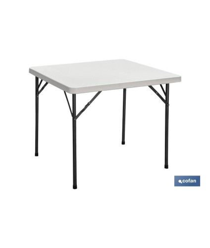 Mesa de catering plegable cuadrada portátil | Color blanco de 88 cm de lado | Mesa Multiusos