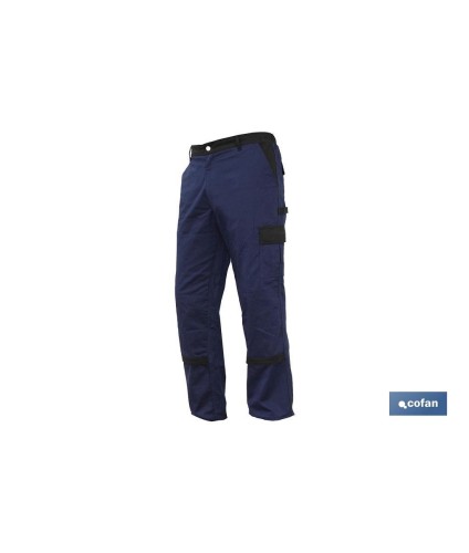 Pantalón de Trabajo | Flex | Modelo Jano | Slim Fit | Composición 97,76% Algodón y 2,24% Elastano | Color Azul Marino/Negro