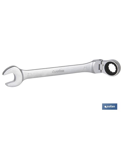 Llave combinada articulada en 180° de carraca | Fabricada en acero al cromo vanadio | Medidas de la llave: 24 mm