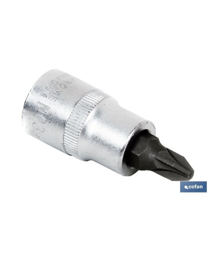Llave de vaso de 1/2 | Fabricada en acero al cromo vanadio de alta calidad | Con punta corta Pozidriv 3