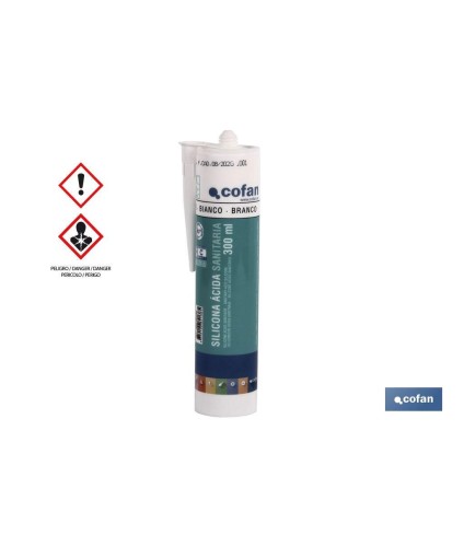 Silicona Ácida Sanitaria | Color Blanco | Envase de 300 ml