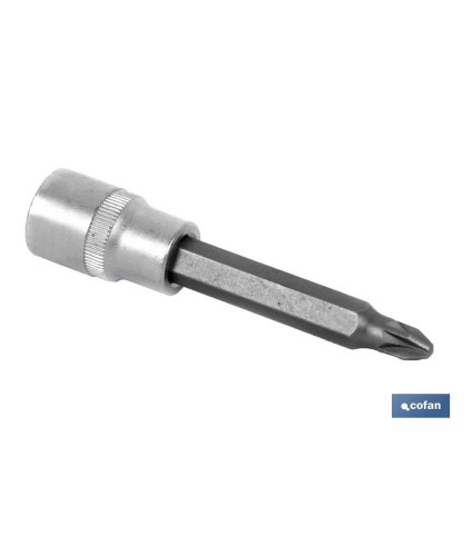 Llave de vaso de 1/2 | Fabricada en acero al cromo vanadio de alta calidad | Con punta larga Pozidriv 3