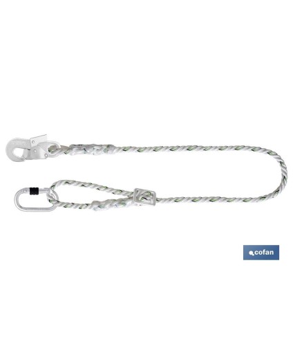 Cuerda de seguridad para posicionamiento de sujeción | Cordón de seguridad con ajustador y 2 mosquetones