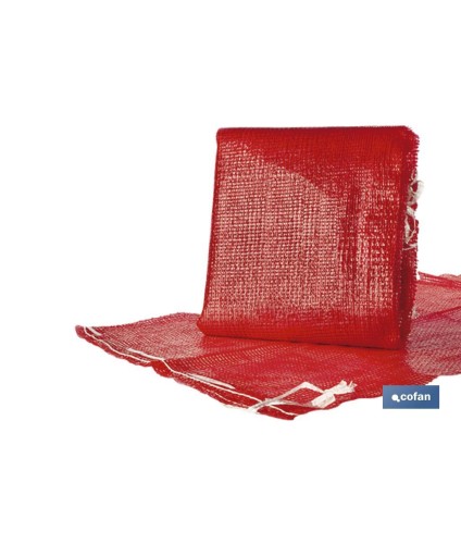 Pack 10 sacos | Color rojo y naranja | De polymesh | Con pasador | Medidas 55 x 83 cm