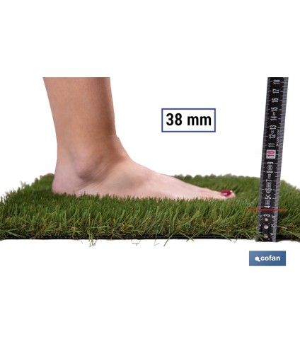 Césped artificial de 38 mm para terraza y jardín | Modelo acolchado, confortable y resistente | Ideal para exteriores y piscina
