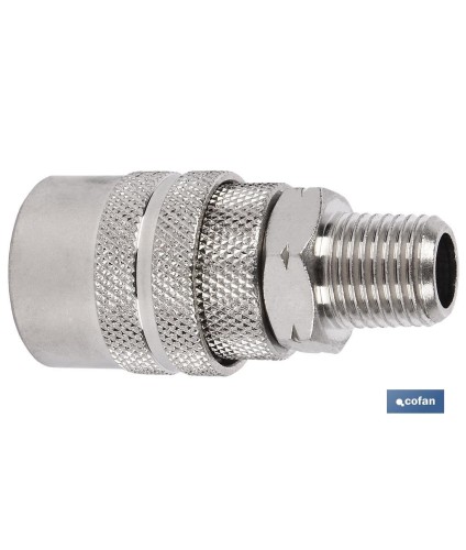 Enchufe rápido rosca macho 1/2 | Acoplador Hembra con rosca macho BSP 1/2 para instalaciones neumáticas