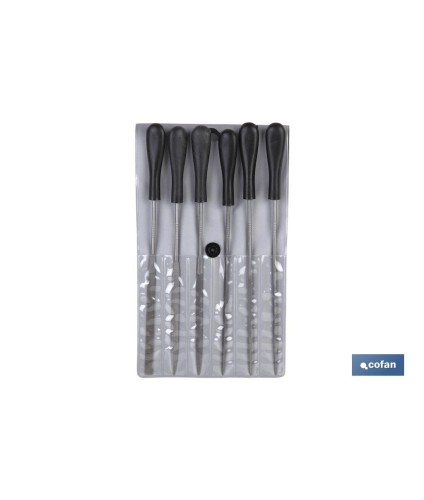 Juego de 6 unidades limas de aguja en bolsa |  Medidas en 140 mm  |  Pack de 6 y 12 Unidades