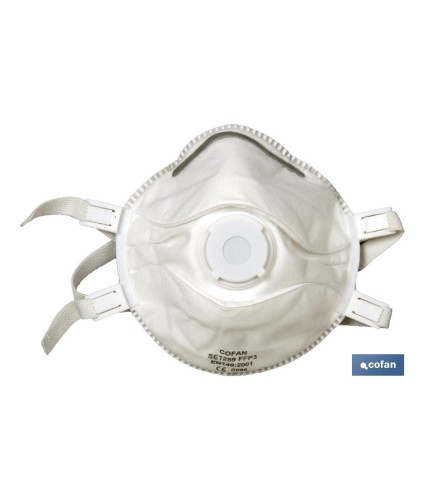 Mascarilla FFP3D | No Reutilizable | Con válvula de Exhalación | Eficiencia de Filtración superior al 94% | Pack de 5 Unidades