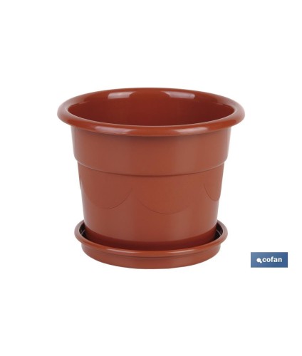 Maceta redonda con plato | Especial para plantas y flores | Perfecta para colocar en exterior e interior