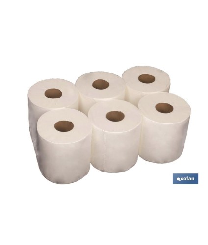 Papel secamanos reciclado | Pack de 6 Rollos | Color a elegir: azul o blanco