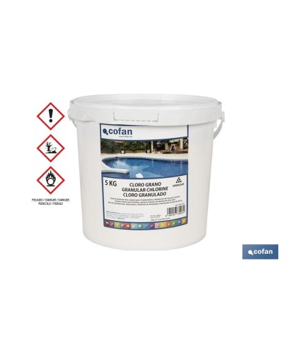Cloro granulado para piscinas | Disolución lenta | Envases de 5 kilos