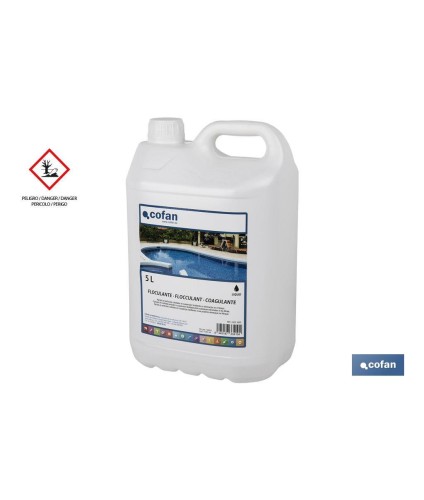 Floculante líquido para aclarar el agua de piscinas | Capacidad de 5 litros