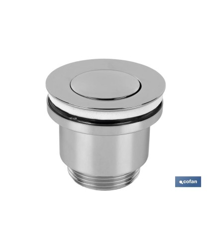 Válvula Click-Clack | Fabricada en Latón Cromado | Rosca 1 1/4 | Incluye Tapón Pequeño de Ø37 mm