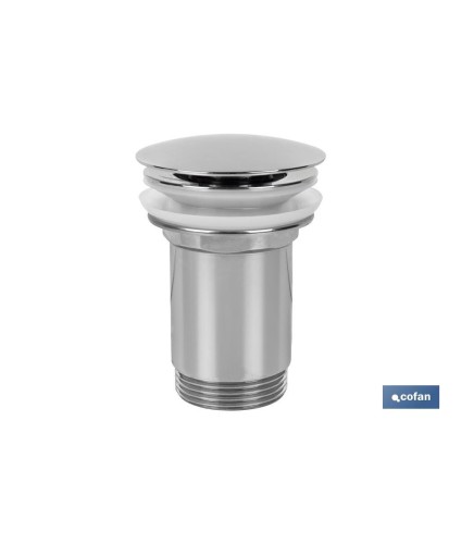 Válvula Click-Clack Larga | Fabricada en Latón Cromado |Rosca 1 1/4 | Incluye Tapón cromado grande de Ø63 mm
