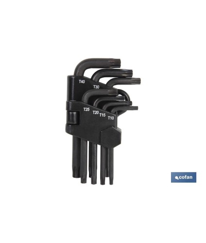 Juego de 7 llaves Torx | Contiene T-10, T-15, T-20, T-25, T-27, T-30 y T-40.