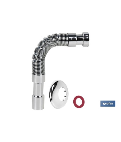 Tubo Flexible Metalizado | Longitud: 300-720 mm| Para Lavabo y Bidé | Medidas: 1 1/2 Ø32-40 mm o 2 2/2 Ø40-50 mm