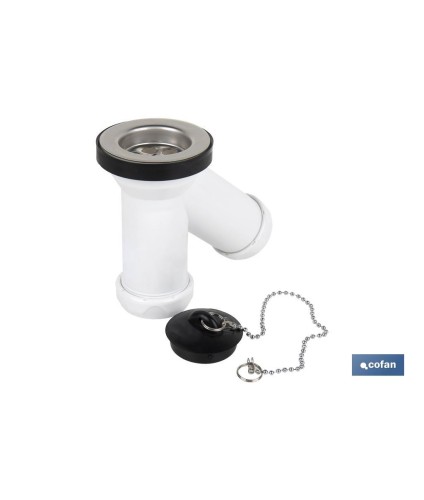 Sifón en Forma de Y | Con Salida de 40 mm | Válvula para Lavabo y Bidé Ø70 | Fabricado en Polipropileno