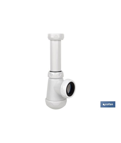 Sifón de Botella Corto | Extensible | Racor de 1 1/4 | Con Salida de 40 mm | Junta Cónica reductora de Ø32 mm