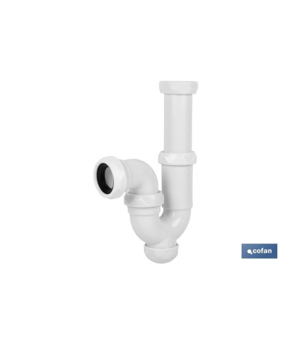 Sifón Curvo | Con Salida de Ø40 mm | Con Racor de 1 1/2 x 70 | Válvula para Lavabo y Bidé | Fabricado en Polipropileno