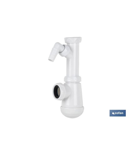 Sifón de Botella | Con Salida de Ø40 mm | Con Racor de 1 1/2 | Fabricado en Polipropileno | Junta Cónica Reductora de Ø32 mm